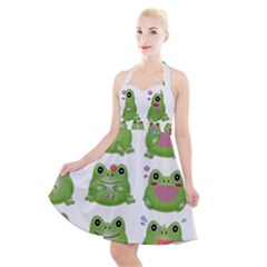 Kawaii-frog-rainy-season-japanese Halter Party Swing Dress  by Grandong