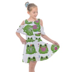 Kawaii-frog-rainy-season-japanese Kids  Shoulder Cutout Chiffon Dress by Grandong