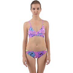 Seamless Pattern With Cute Kawaii Kittens Wrap Around Bikini Set by Grandong