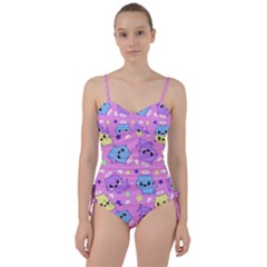 Seamless Pattern With Cute Kawaii Kittens Sweetheart Tankini Set by Grandong