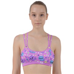 Seamless Pattern With Cute Kawaii Kittens Line Them Up Sports Bra by Grandong