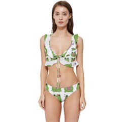 Kawaii-frog-rainy-season-japanese Low Cut Ruffle Edge Bikini Set by Grandong