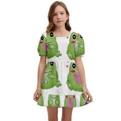 Kawaii-frog-rainy-season-japanese Kids  Short Sleeve Dolly Dress by Grandong