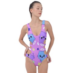 Seamless Pattern With Cute Kawaii Kittens Side Cut Out Swimsuit by Grandong