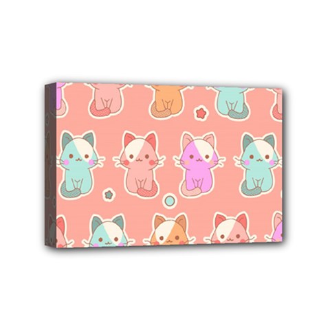 Cute Kawaii Kittens Seamless Pattern Mini Canvas 6  X 4  (stretched) by Grandong