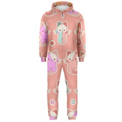 Cute Kawaii Kittens Seamless Pattern Hooded Jumpsuit (men) by Grandong