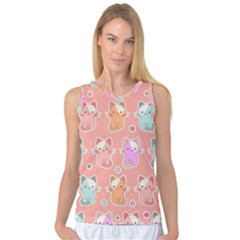 Cute Kawaii Kittens Seamless Pattern Women s Basketball Tank Top by Grandong