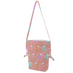 Cute Kawaii Kittens Seamless Pattern Folding Shoulder Bag by Grandong