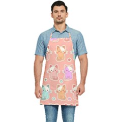 Cute Kawaii Kittens Seamless Pattern Kitchen Apron by Grandong