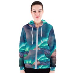 Amazing Aurora Borealis Colors Women s Zipper Hoodie by Grandong