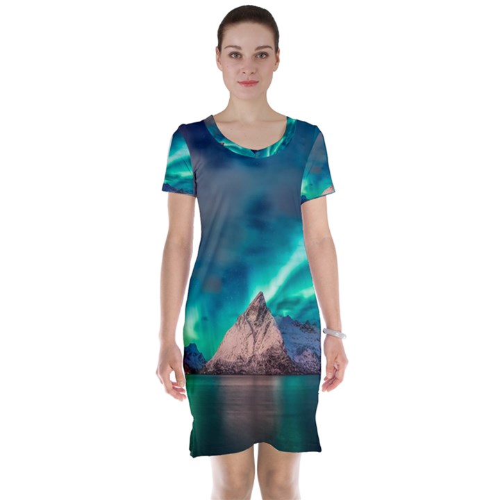 Amazing Aurora Borealis Colors Short Sleeve Nightdress