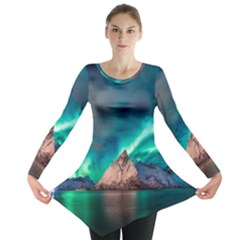 Amazing Aurora Borealis Colors Long Sleeve Tunic  by Grandong