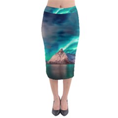 Amazing Aurora Borealis Colors Midi Pencil Skirt by Grandong