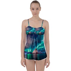 Amazing Aurora Borealis Colors Babydoll Tankini Top by Grandong