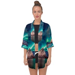 Amazing Aurora Borealis Colors Open Front Chiffon Kimono by Grandong