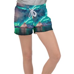 Amazing Aurora Borealis Colors Women s Velour Lounge Shorts by Grandong