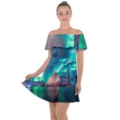 Amazing Aurora Borealis Colors Off Shoulder Velour Dress by Grandong