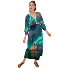 Amazing Aurora Borealis Colors Grecian Style  Maxi Dress by Grandong