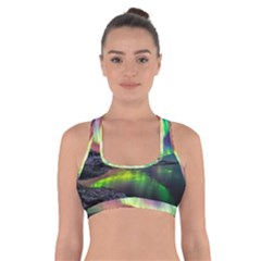 Aurora Borealis Polar Northern Lights Natural Phenomenon North Night Mountains Cross Back Sports Bra