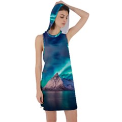 Amazing Aurora Borealis Colors Racer Back Hoodie Dress by Grandong