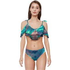 Amazing Aurora Borealis Colors Ruffle Edge Tie Up Bikini Set	 by Grandong