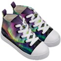 Aurora Borealis Polar Northern Lights Natural Phenomenon North Night Mountains Kids  Mid-Top Canvas Sneakers View3