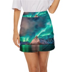 Amazing Aurora Borealis Colors Mini Front Wrap Skirt