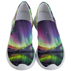 Aurora Borealis Polar Northern Lights Natural Phenomenon North Night Mountains Women s Lightweight Slip Ons by Grandong