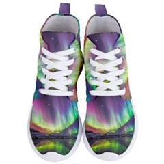 Aurora Borealis Polar Northern Lights Natural Phenomenon North Night Mountains Women s Lightweight High Top Sneakers by Grandong