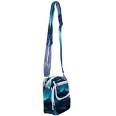 Aurora Borealis Mountain Reflection Shoulder Strap Belt Bag by Grandong