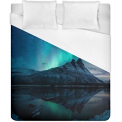 Aurora Borealis Mountain Reflection Duvet Cover (california King Size) by Grandong