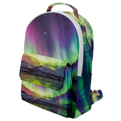 Aurora Borealis Polar Northern Lights Natural Phenomenon North Night Mountains Flap Pocket Backpack (small) by Grandong