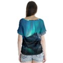 Aurora Borealis Mountain Reflection V-Neck Flutter Sleeve Top View2