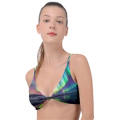 Aurora Borealis Polar Northern Lights Natural Phenomenon North Night Mountains Knot Up Bikini Top by Grandong