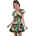 Aurora Borealis Polar Northern Lights Natural Phenomenon North Night Mountains Flutter Sleeve Wrap Dress View1