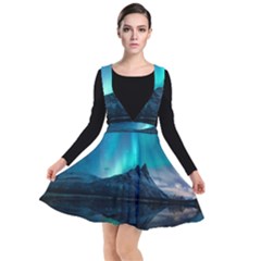 Aurora Borealis Mountain Reflection Plunge Pinafore Dress by Grandong