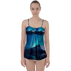 Aurora Borealis Mountain Reflection Babydoll Tankini Top by Grandong