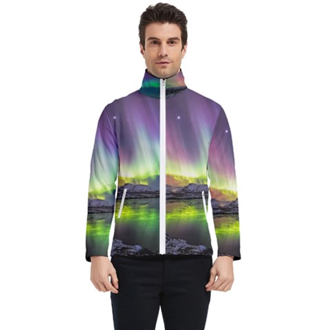 Aurora Borealis Polar Northern Lights Natural Phenomenon North Night Mountains Men s Bomber Jacket by Grandong