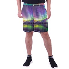 Aurora Borealis Polar Northern Lights Natural Phenomenon North Night Mountains Men s Pocket Shorts by Grandong