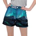 Aurora Borealis Mountain Reflection Women s Ripstop Shorts View1