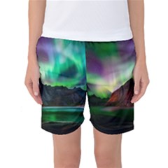 Aurora Borealis Nature Sky Light Women s Basketball Shorts by Grandong