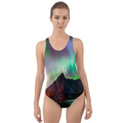 Aurora Borealis Nature Sky Light Cut-out Back One Piece Swimsuit by Grandong