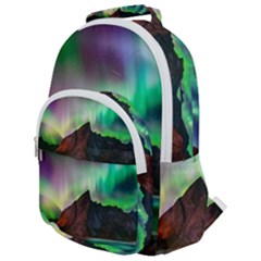 Aurora Borealis Nature Sky Light Rounded Multi Pocket Backpack by Grandong