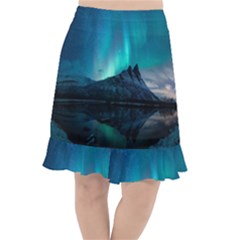 Aurora Borealis Mountain Reflection Fishtail Chiffon Skirt by Grandong