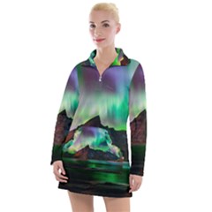 Aurora Borealis Nature Sky Light Women s Long Sleeve Casual Dress by Grandong