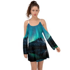 Aurora Borealis Mountain Reflection Boho Dress by Grandong