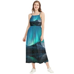 Aurora Borealis Mountain Reflection Boho Sleeveless Summer Dress by Grandong