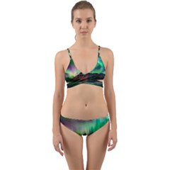 Aurora Borealis Nature Sky Light Wrap Around Bikini Set by Grandong