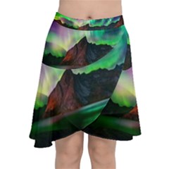 Aurora Borealis Nature Sky Light Chiffon Wrap Front Skirt by Grandong