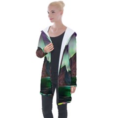 Aurora Borealis Nature Sky Light Longline Hooded Cardigan